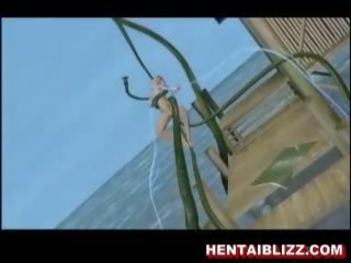 3d hoạt hình hentai strumpet được fucked lược qua to tentac